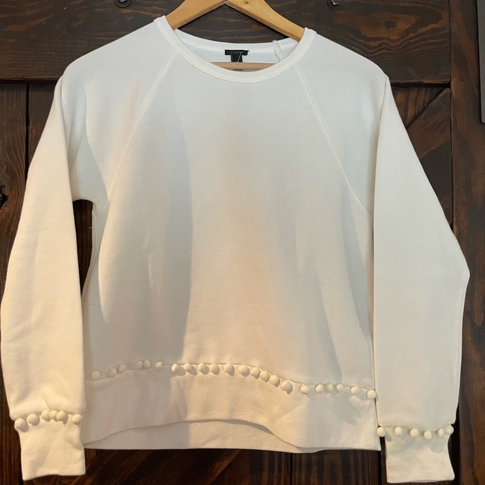 J. Crew white Pom Pom Sweatshirt XS
